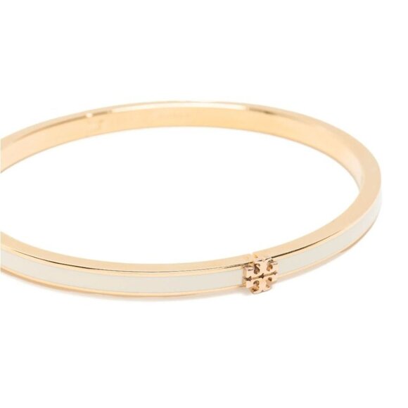 TORY BURCH WHITE AND GOLD KIRA ENAMEL BRACELET - Picture 4 of 5